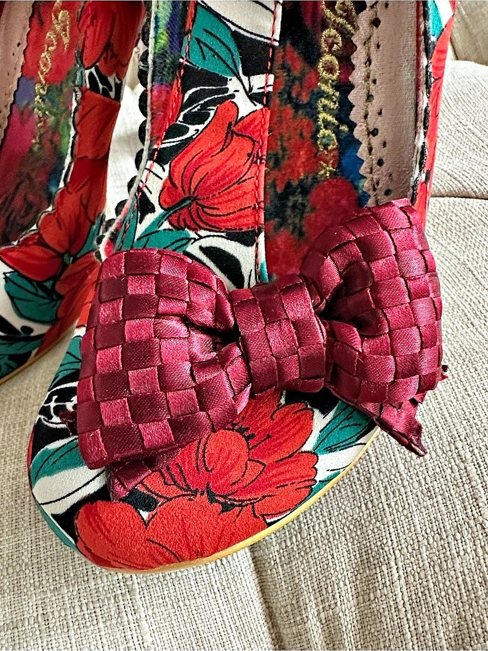 Irregular Choice Just In Time Floral Bow Heels Red & Multicolor US 8 - Picture 7 of 10